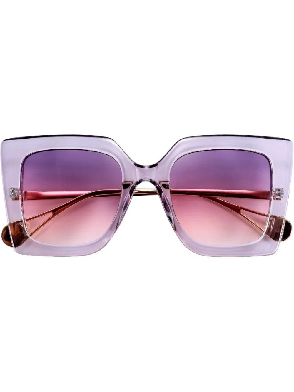 Women's Trendy Square Shades Pearl Inlay Cat Eye UV400 Protection Clear Purple